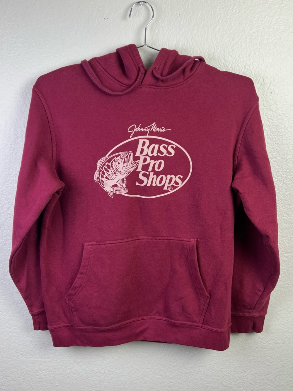 Bass Pro Shops tMen Maroon Pullover Hoodie Sweatshirt Size M